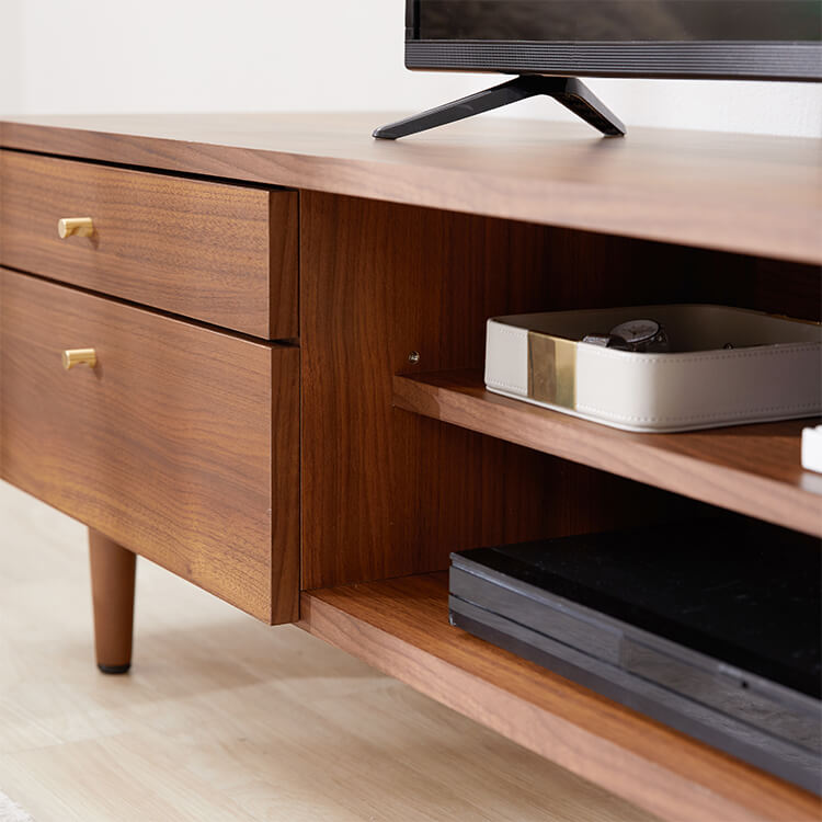 Wood-grain TV stand, brass, wooden legs, made in Japan [width 180]