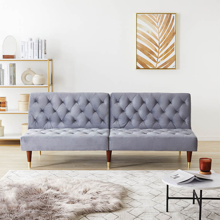 Sofa bed, velvet-like, reclining, cute and mature