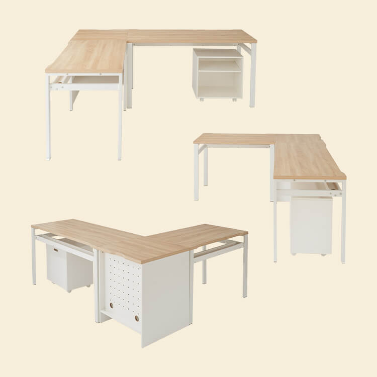 L-shaped desk with storage PC desk