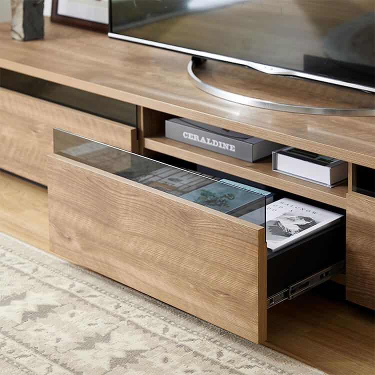 Japanese-made wooden TV stand with stone pattern [width 240]