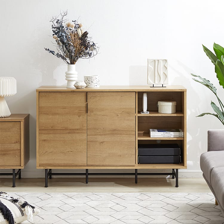 Cabinet Storage Shelf Wooden 3 Tier Open Rack