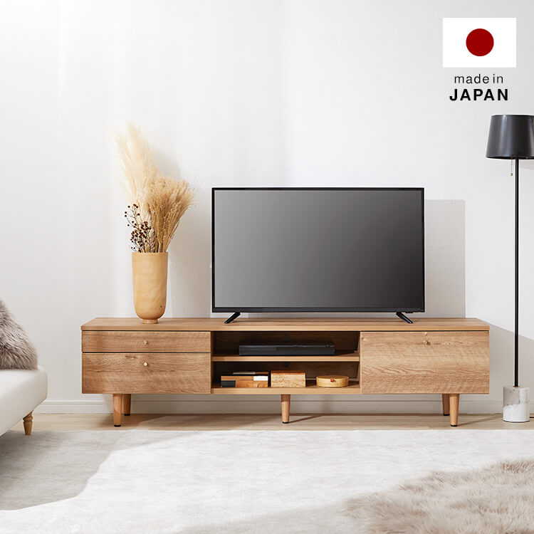 Wood-grain TV stand, brass, wooden legs, made in Japan [width 180]