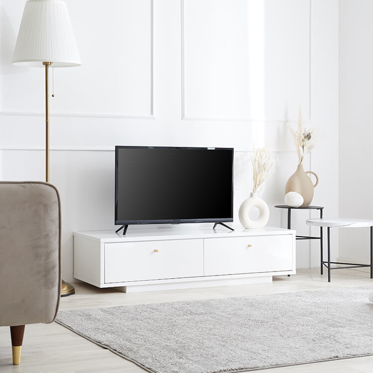 TV stand, TV board, brass, low board, storage shelf, drawer, TV rack, power strip storage, made in Japan