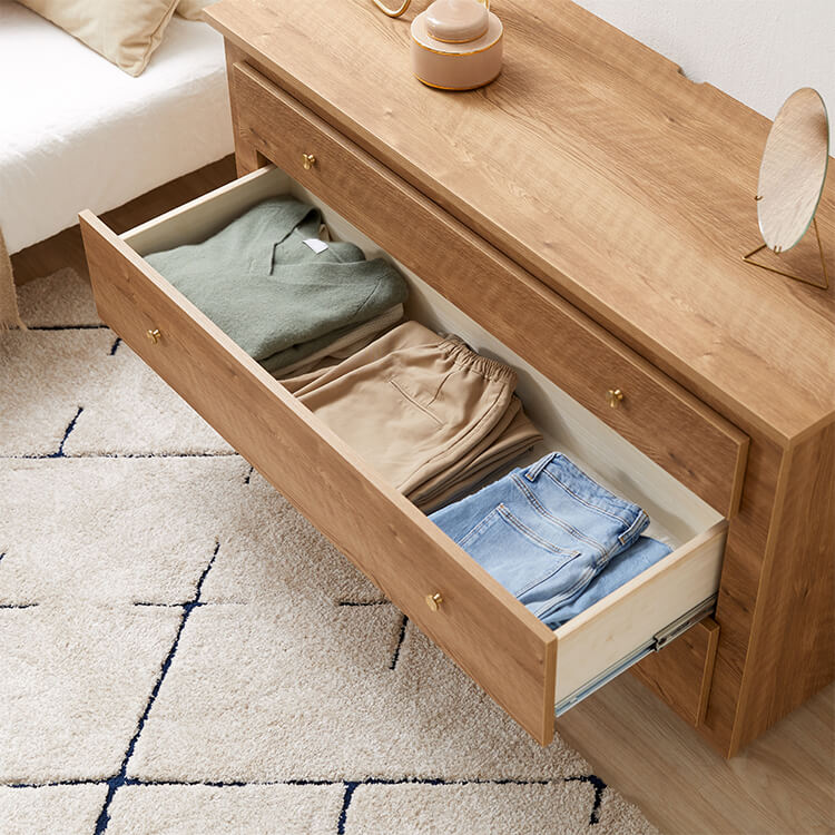 Chest of drawers Living room storage Wooden 3-drawer Clothes chest Low type Made in Japan