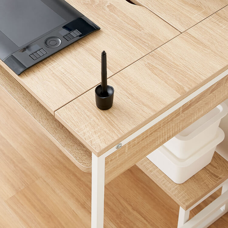 パソコンデスク オフィスデスク ワークデスク 学習机 段階調節 スライドラック タップ収納