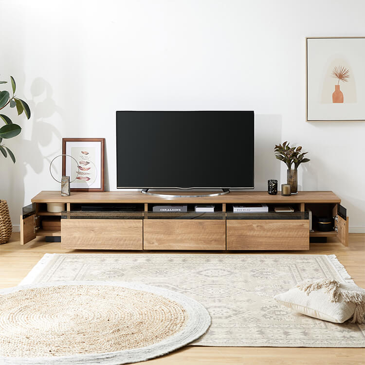 Japanese-made wooden TV stand with stone pattern [width 240]
