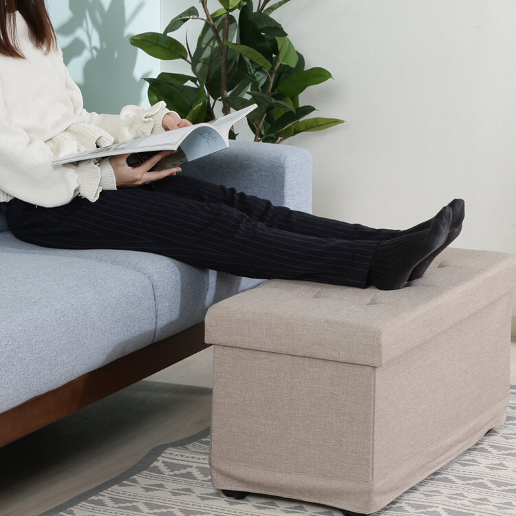 Bench storage, folding, beige/charcoal