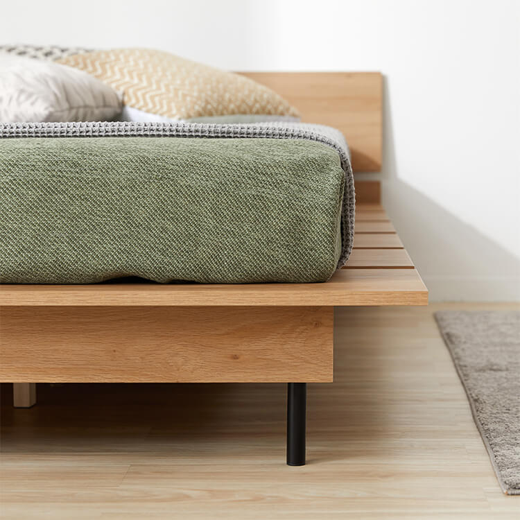 Bed frame, low bed, low type, wood grain bed, tap storage [SD]