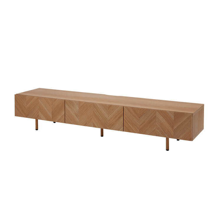 Wooden TV stand, herringbone pattern, made in Japan