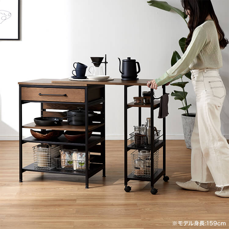 伸縮式キッチンカウンター 木目調