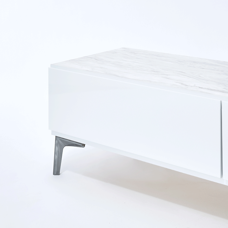 テレビ台 日本製 ローテレビ台 収納付 スチール脚 大理石柄 大理石家具