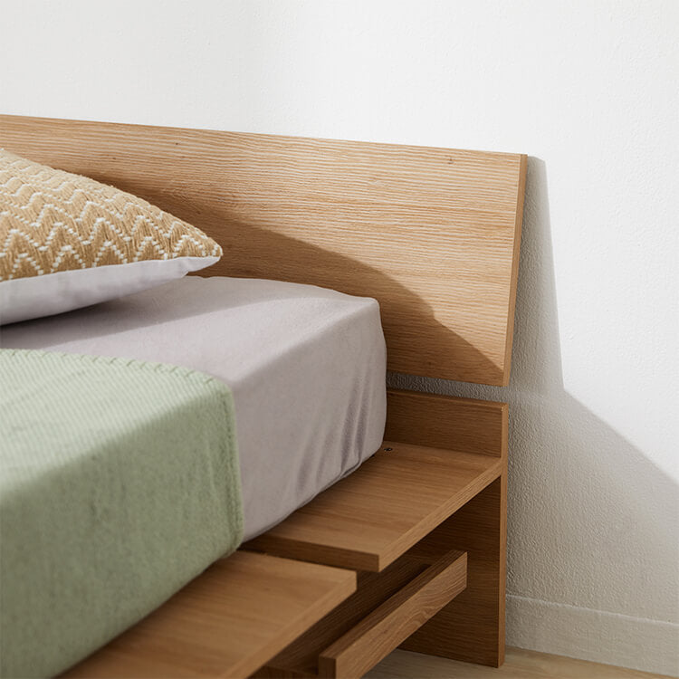 Bed frame, low bed, low type, wood grain bed, tap storage [SD]