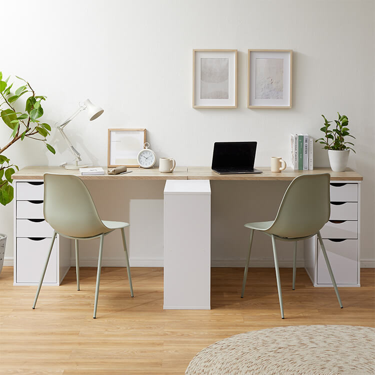 ツインデスク 2人用学習机 組み換え自由 木目調