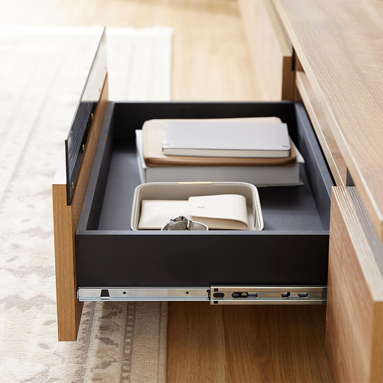 Japanese-made wooden TV stand with stone pattern [width 240]