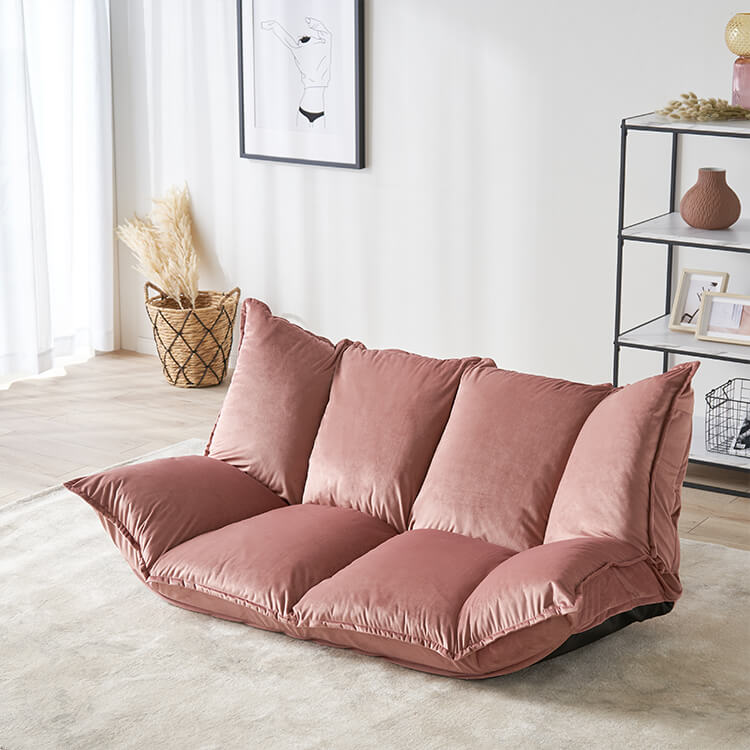 Velvet-like 2-seater reclining sofa