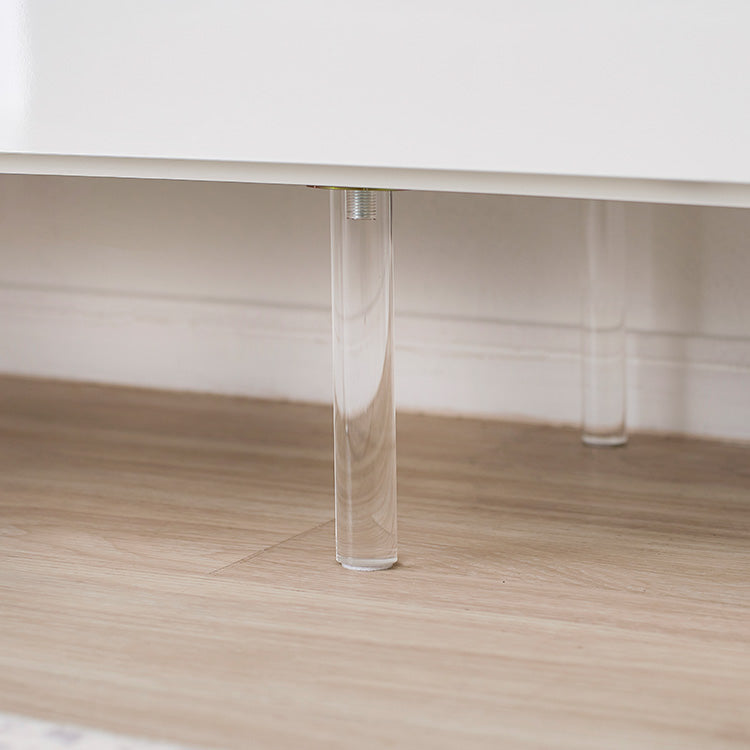 Low TV stand, semi-finished product, clear legs, cord storage, slide storage