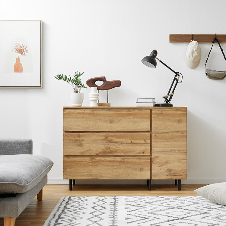 Wood grain chest cabinet