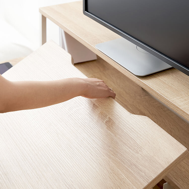 パソコンデスク オフィスデスク ワークデスク 学習机 段階調節 スライドラック タップ収納