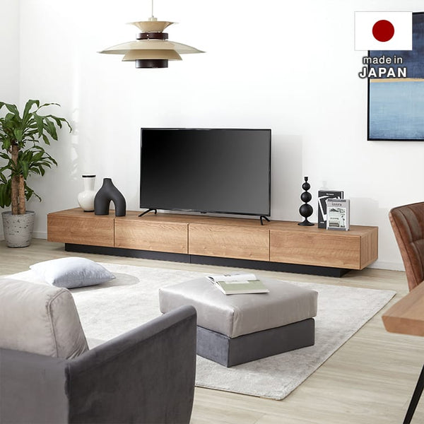 Japanese-made TV stand for 70-inch TVs, wood grain finish, storage, wide [width 260]