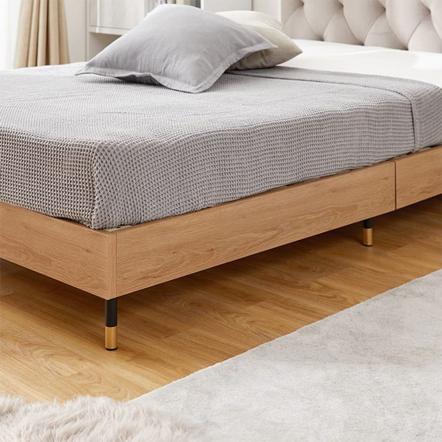 Velvet-like headboard Wooden bed frame [SD]