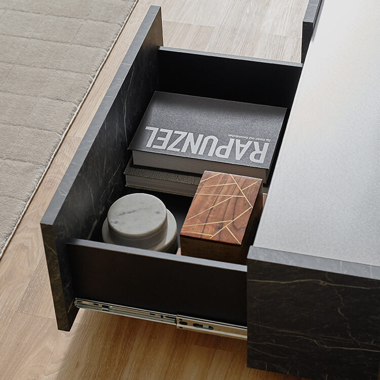 Japanese-made low TV stand with storage, steel legs, marble pattern, marble furniture