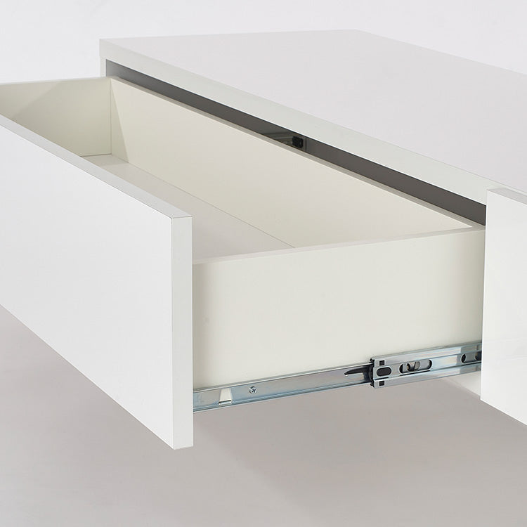Low TV stand, semi-finished product, clear legs, cord storage, slide storage