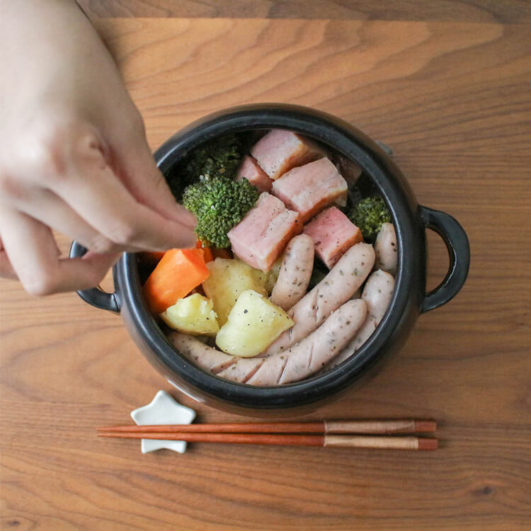 萬古焼 ごはん鍋 三合炊き 竹しゃもじ付