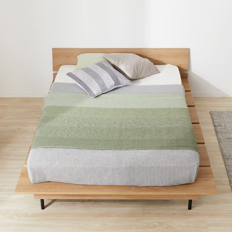 Bed frame, low bed, low type, wood grain bed, tap storage [SD]