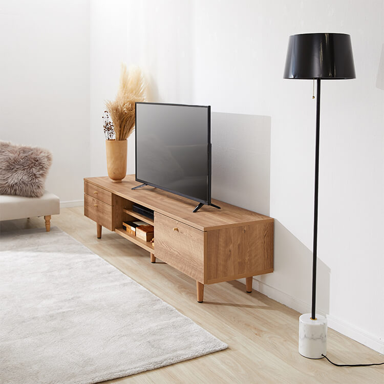 Wood-grain TV stand, brass, wooden legs, made in Japan [width 180]