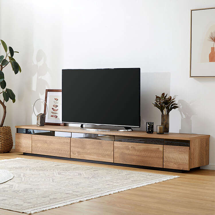 Japanese-made wooden TV stand with stone pattern [width 240]