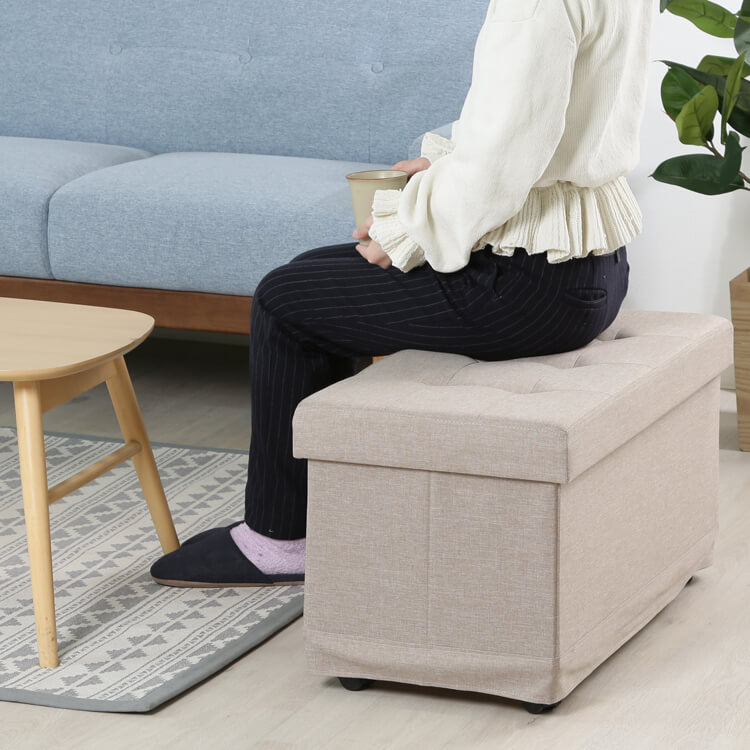 Bench storage, folding, beige/charcoal
