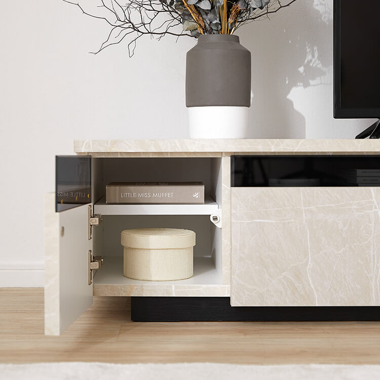 日本製テレビ台 木製 ストーン柄