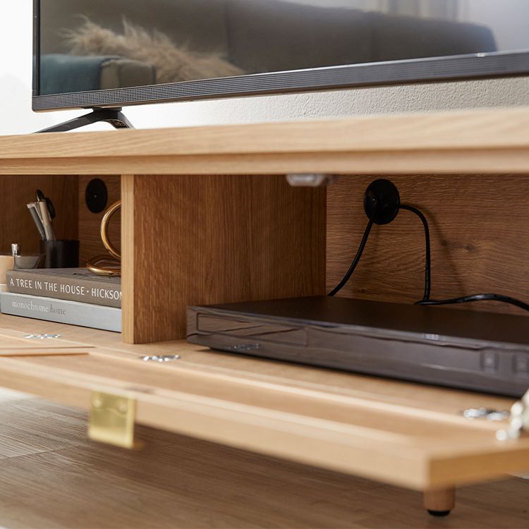 Japanese-made TV stand with flap doors and storage space, wooden legs