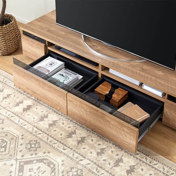 日本製テレビ台 木製 ストーン柄