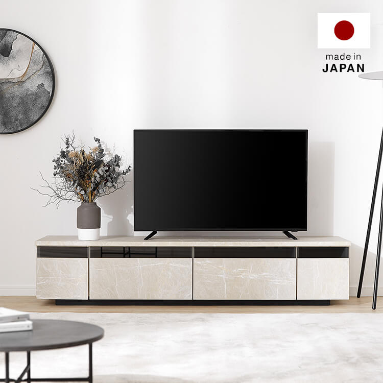 日本製テレビ台 木製 ストーン柄