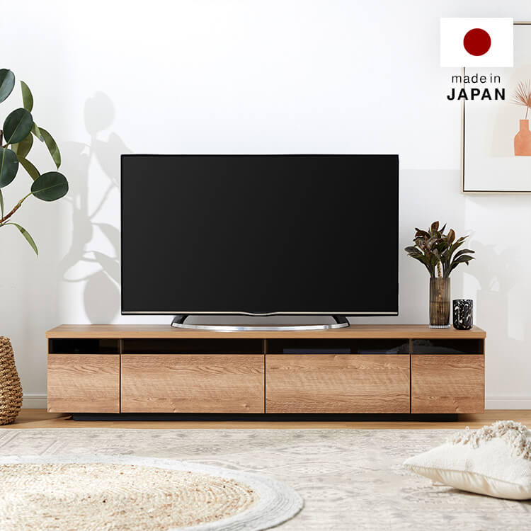 日本製テレビ台 木製 ストーン柄