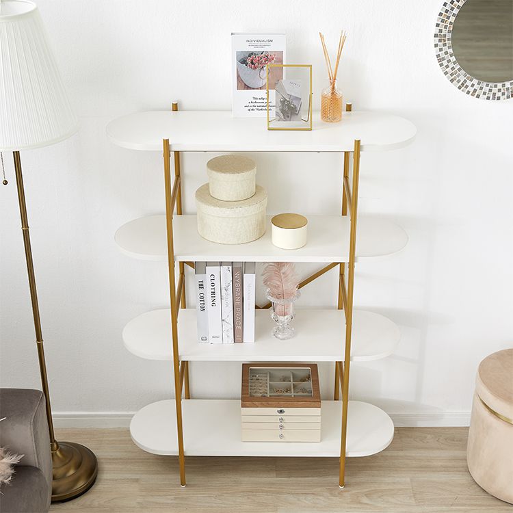 Stylish white and gold open shelf with 4 shelves