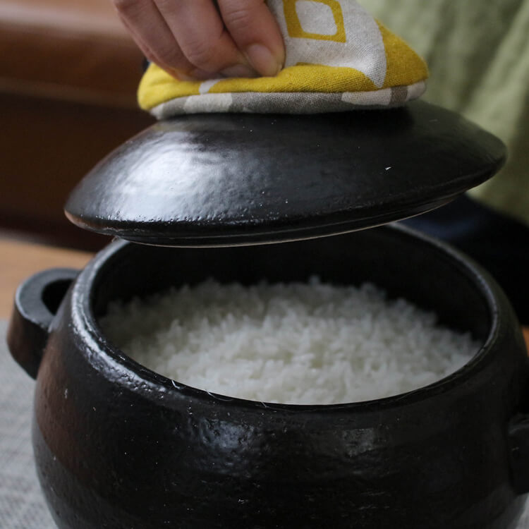 萬古焼 ごはん鍋 三合炊き 竹しゃもじ付
