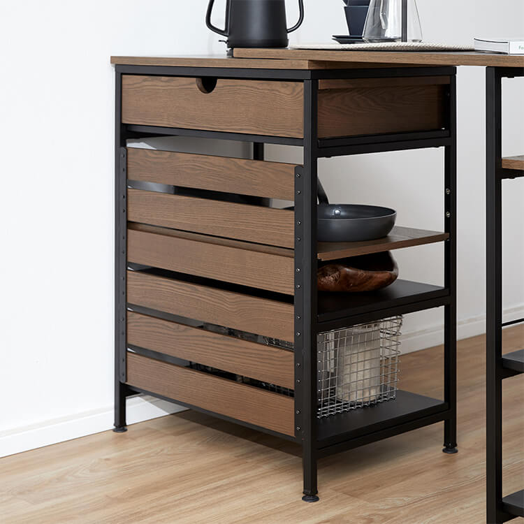 伸縮式キッチンカウンター 木目調