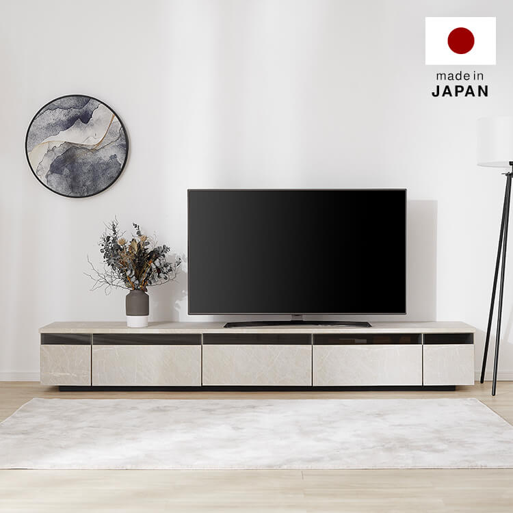 Japanese-made wooden TV stand with stone pattern [width 240]