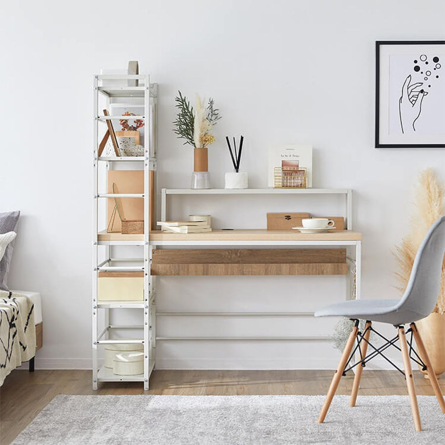 Computer desk, choose from 3 types, with bookshelf and storage