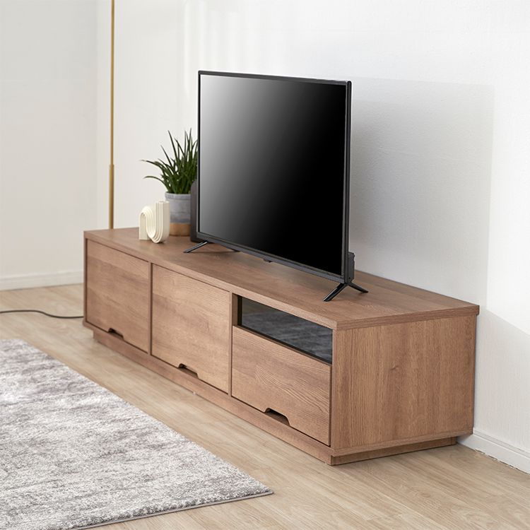 Wood grain TV stand with large storage capacity