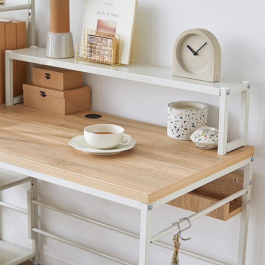 Computer desk, choose from 3 types, with bookshelf and storage