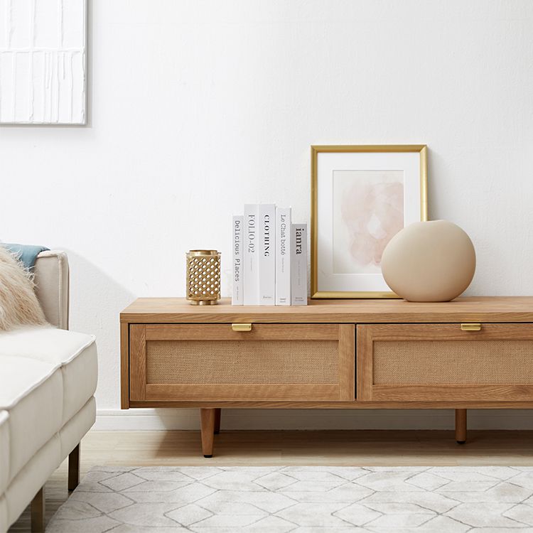 Japanese-made TV stand with flap doors and storage space, wooden legs