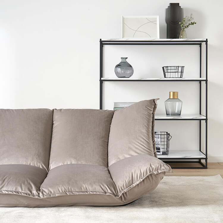 Velvet-like 2-seater reclining sofa