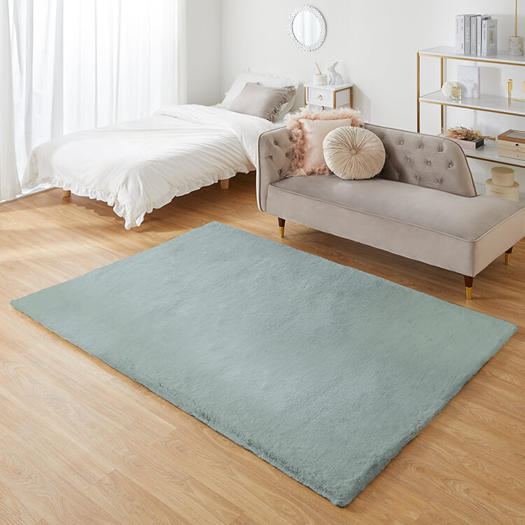 Lサイズ ラグ ラグマット カーペット シャギーラグ フェイクラビットファー 絨毯 長方形 滑り止め付き