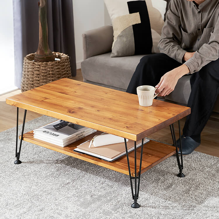 Center table, wood grain, low table, natural wood, wooden, storage, vintage
