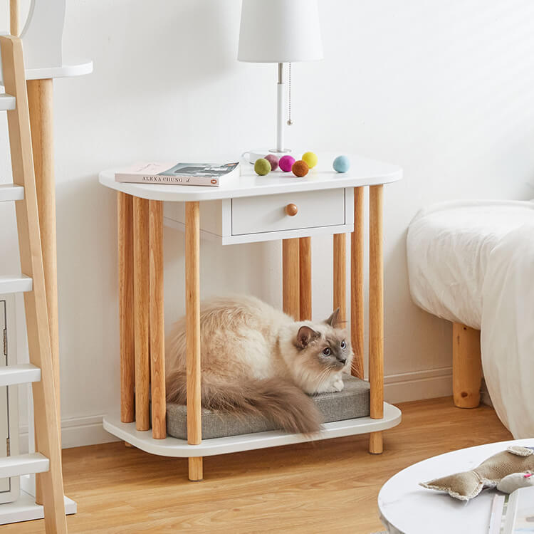 LOWNYA Cat Bed &amp; Cushion Set Pet Side Table