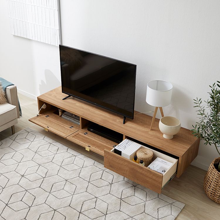 Japanese-made TV stand with flap doors and storage space, wooden legs