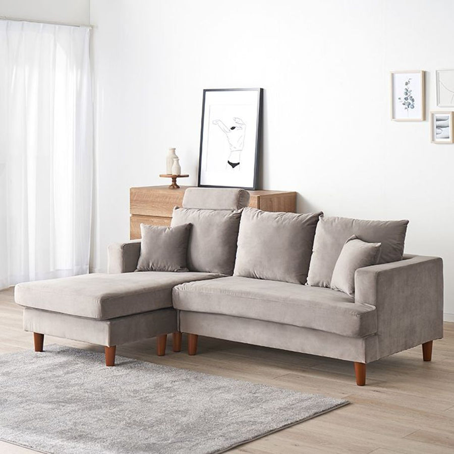 Velvet-like 3-seater couch sofa High-back sofa